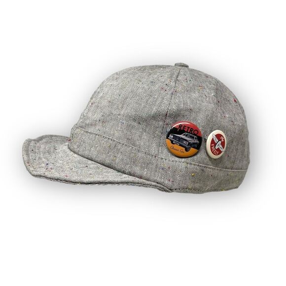 Maden Clothing Retro Baseball Cap Hat Heathered Gray Button Flip Short Brim OSFM - Picture 1 of 10